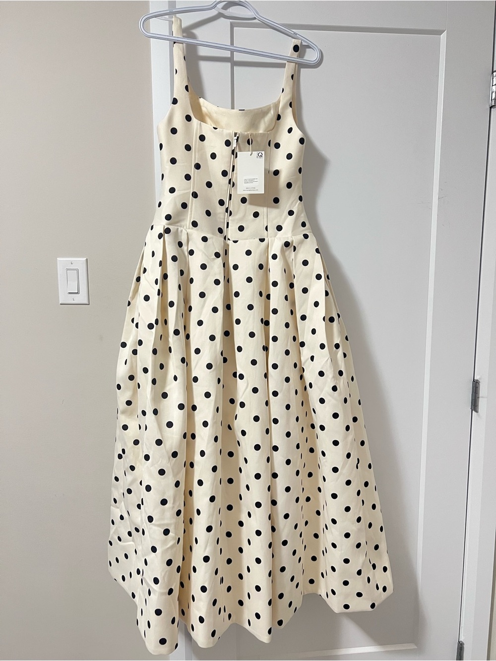 Polka Dot A-Line Dress in Cream and Black